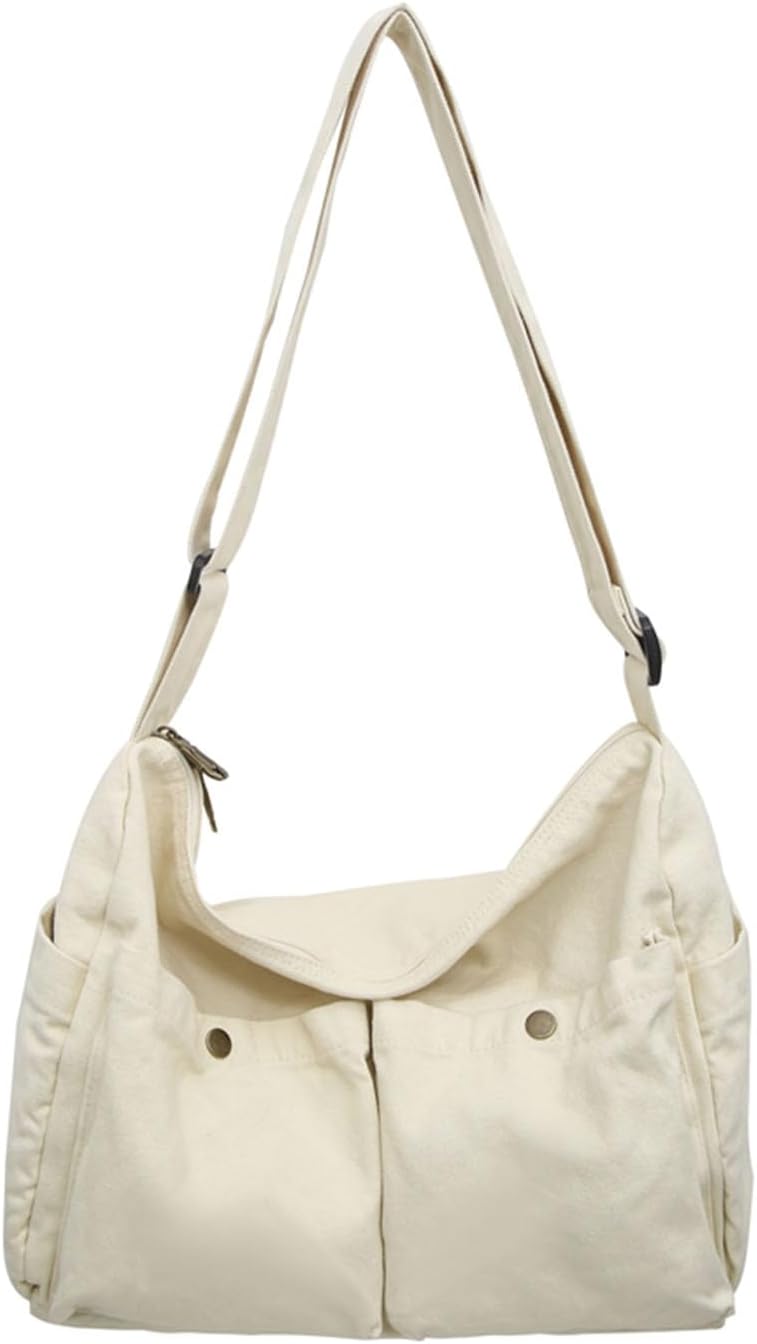 KBTYE Store Canvas Messenger Bag Cute Crossbody Tote Bag Shoulder for Women Men for School Aesthetic Hobo with Multiple Pockets - Image 1